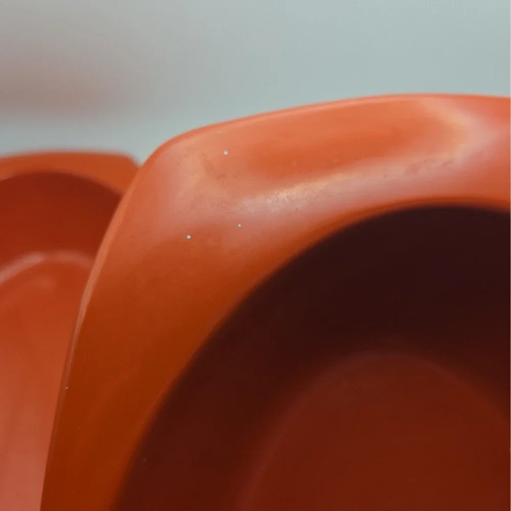 Vintage PROLON Ware Orange Enamel Trays, set of 2   FLORENCE MASS. 9946